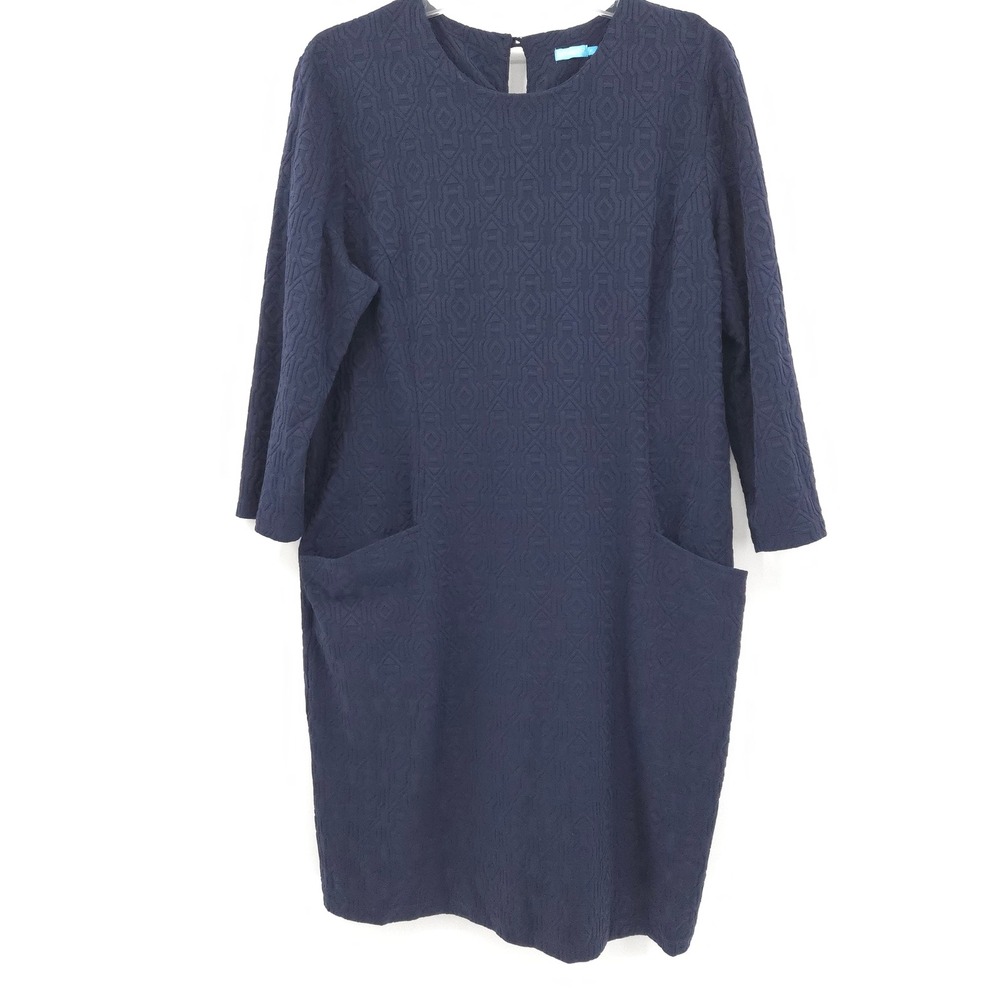 J. McLaughlin Catalyst Shift Dress Women XL Navy Blue Geometric Jacquard